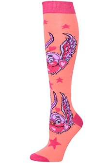 Sparrow Heart Print Knee-High Socks style 3