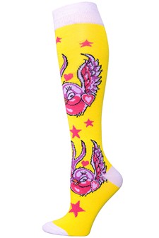 Sparrow Heart Print Knee-High Socks style 4