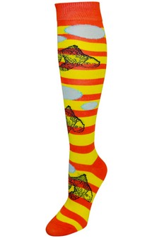 Striped Fish Print Knee High Socks style 4