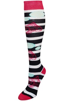 Striped Fish Print Knee High Socks style 6