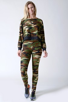 ***NY ONLY-Women's Camouflage Pullover Top And Leggings Set style 2