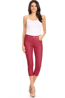 Women's Classic Solid Capri Jeggings (Large only) style 6