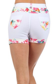 Junior Roslyn Floral Design with Solid Color Blocks Fashion shorts style 5