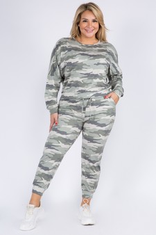 Women's French Terry Vintage Camo Drawstring Joggers style 4