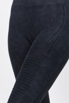 Vintage Wash Moto Detailed Seamless Tights style 4