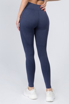 High Rise Ribbed Moto Detail Seamless Tights - Matching Top ACT628 style 2