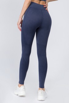 High Rise Ribbed Moto Detail Seamless Tights - Matching Top ACT628 style 5