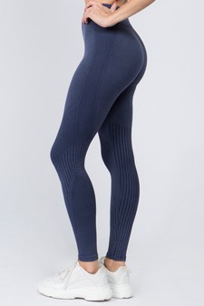 High Rise Ribbed Moto Detail Seamless Tights - Matching Top ACT628 style 6