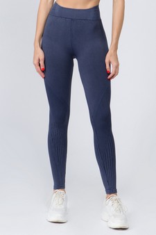 High Rise Ribbed Moto Detail Seamless Tights - Matching Top ACT628 style 7