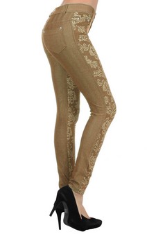 Women's Jegging with Floral Pattern (Khaki) style 2
