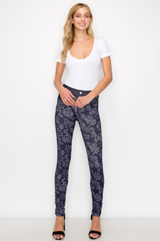 Women's Jegging with Floral Pattern (Navy) style 6