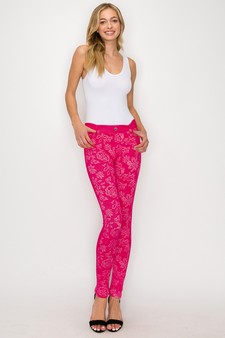 Women's Jegging with Floral Pattern (Fuchsia) style 4