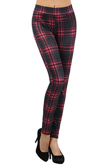Lady's Sky Flannel Plaid Fashion Legging S:2 M:2 L:2 style 3