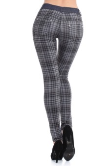 Women's All Over Houndstooth Plaid Legging Pants (Black) style 3
