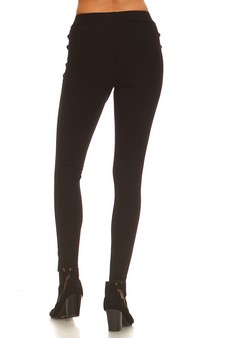 Faux Leather Design Ponte Skinny Pants style 3