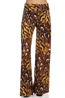 Women's Feathered Cheetah Print Palazzo Pants (Medium) style 3