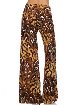 Women's Feathered Cheetah Print Palazzo Pants (Medium) style 4