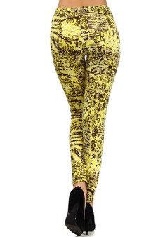 Women's Wild Yellow Cheetah Printed Leggings style 3