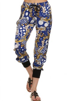 Blue Paisley Printed joggers style 2