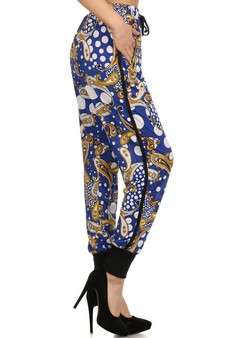 Blue Paisley Printed joggers style 3