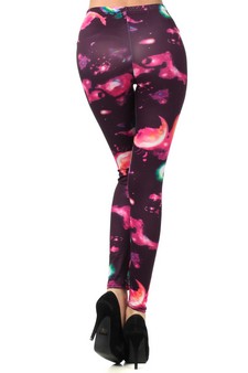 Lady's Exploration Outer Space in Red Printed Fashion Legging style 3