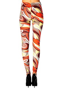 Lady's Synergy Abstract Shapes in Orange Printed Fashion Legging style 2
