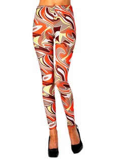 Lady's Synergy Abstract Shapes in Orange Printed Fashion Legging style 3