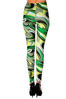 Lady's Synergy Abstract Shapes in Green Printed Fashion Legging style 2