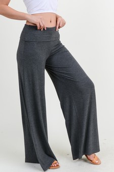 Lady's Mid Rise Wide Leg Pants with Foldable Waistband style 2