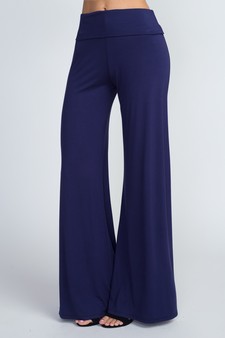 Lady's Mid Rise Wide Leg Pants with Foldable Waistband style 2