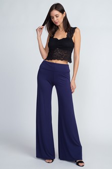 Lady's Mid Rise Wide Leg Pants with Foldable Waistband style 5