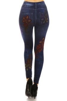 Jegging Sublimation with large Purple pink flowers style 3