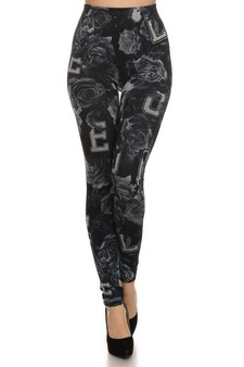 Rose Flower and Love Prints Sublimation Legging style 3