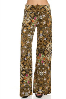 Antique Gold, Printed, Palazzo pants. style 3