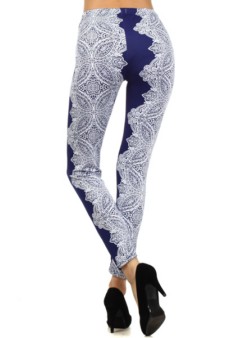 Women's Abstract Blue Floral Bandana Printed Leggings style 3