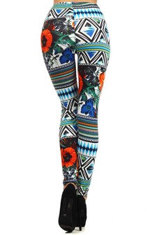 Women's Tribal Floral Mix Printed Leggings style 3