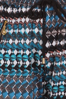 Jogger w- Blue square bead print style 4