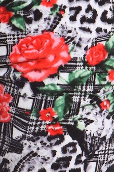 Plaid Roses print-Stretch Velour style 4
