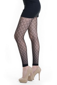 Lady's Floral Seed 3-D Block Fashion Designed Footles Fishnet Pantyhose style 2