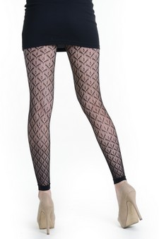 Lady's Floral Seed 3-D Block Fashion Designed Footles Fishnet Pantyhose style 3