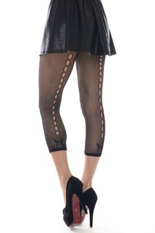 Lady's Trails of Butterfly Back Hit Fashion Designed Fishnet Capri Tights style 2