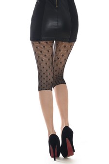 Lady's Mini Hearts Pattern Fashion Designed Footless Fishnet Tights style 3