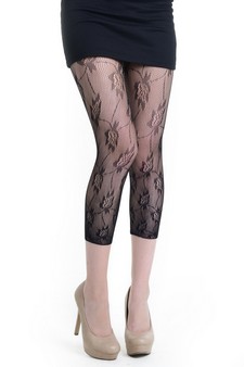 Lady's Flower Buds Fashion Designed Footless Capri Tights style 2
