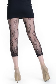 Lady's Flower Buds Fashion Designed Footless Capri Tights style 3