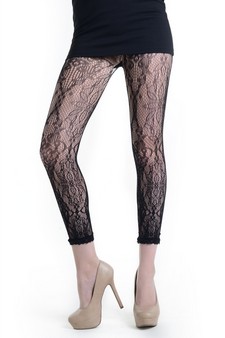 Lady's Flowerette Fashion Designed Footless Fishnet Tights style 2