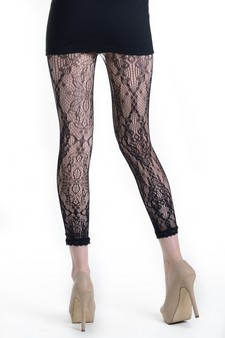 Lady's Flowerette Fashion Designed Footless Fishnet Tights style 3