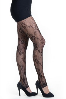 Lady's Roxanne Rose with  Fashion Designed Footless Fishnet Tights style 2