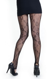 Lady's Roxanne Rose with  Fashion Designed Footless Fishnet Tights style 3