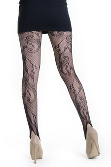 Lady's Honeycomb Mesh and Twigs Fashion Designed Stirr-up Fishnet Tights style 3