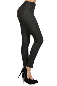Black Fleece Jeggings w-Zip Front at center style 2